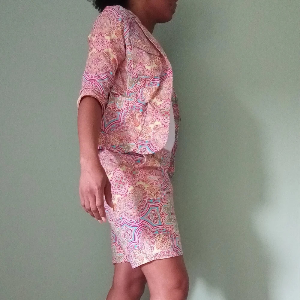 Women's charter club two-piece Paisley Blazer and short set - Picture 5 of 15